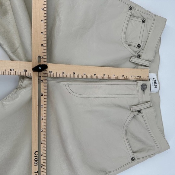 Agolde Los Angeles Women Recycled Leather 90s Pinch Waist Pant Solid taupe Sz 28 - Picture 14 of 16
